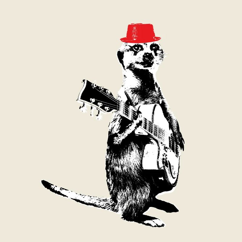 Meerkat Guitarplayer White BG Red Hat