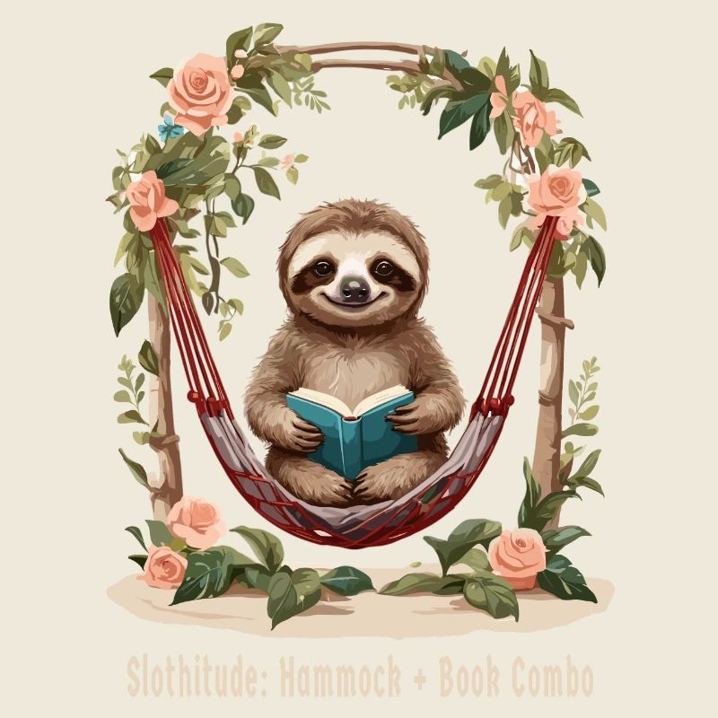 Cute sloth with book