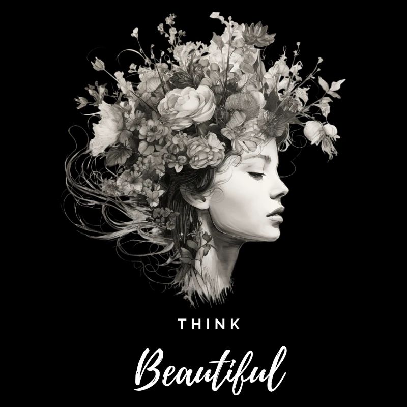 THINK BEAUTIFUL CLEAN FRAU MIT BLUMEN