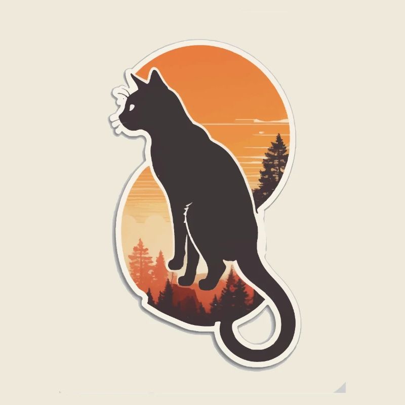 Chat mignon Vintage coucher de soleil