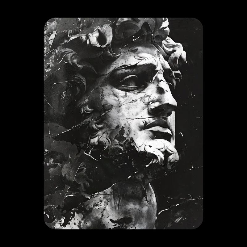 zerbrochenes Gesicht einer Marmorstatue