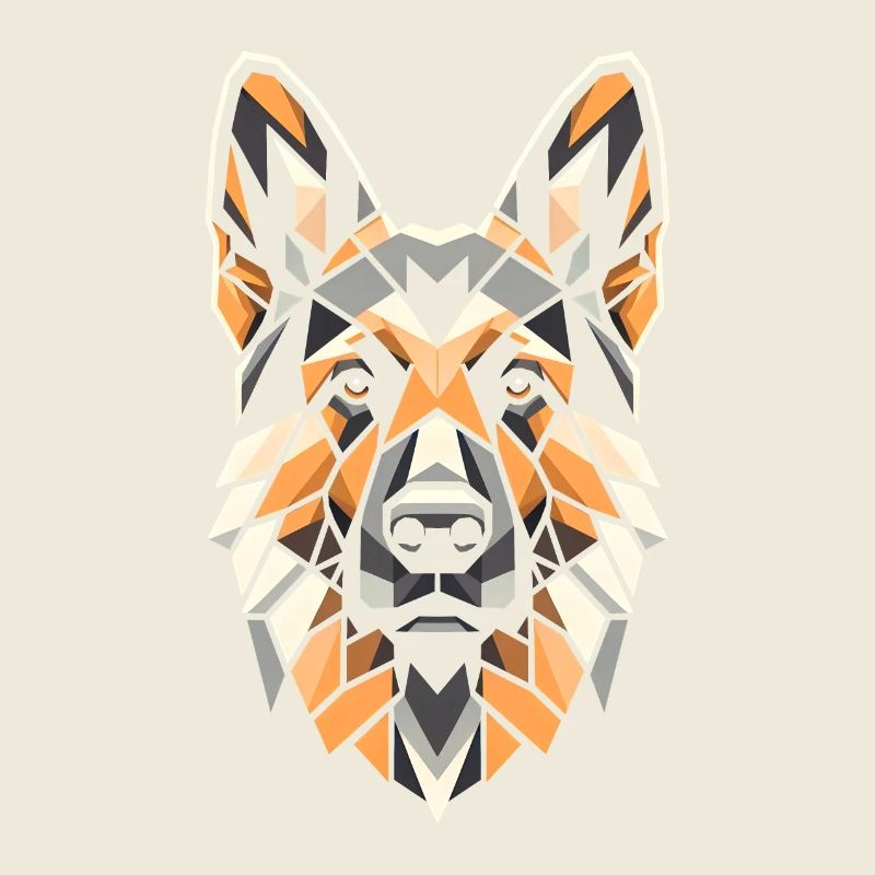 German Shepherd Dog Head Geometry Polygon Art