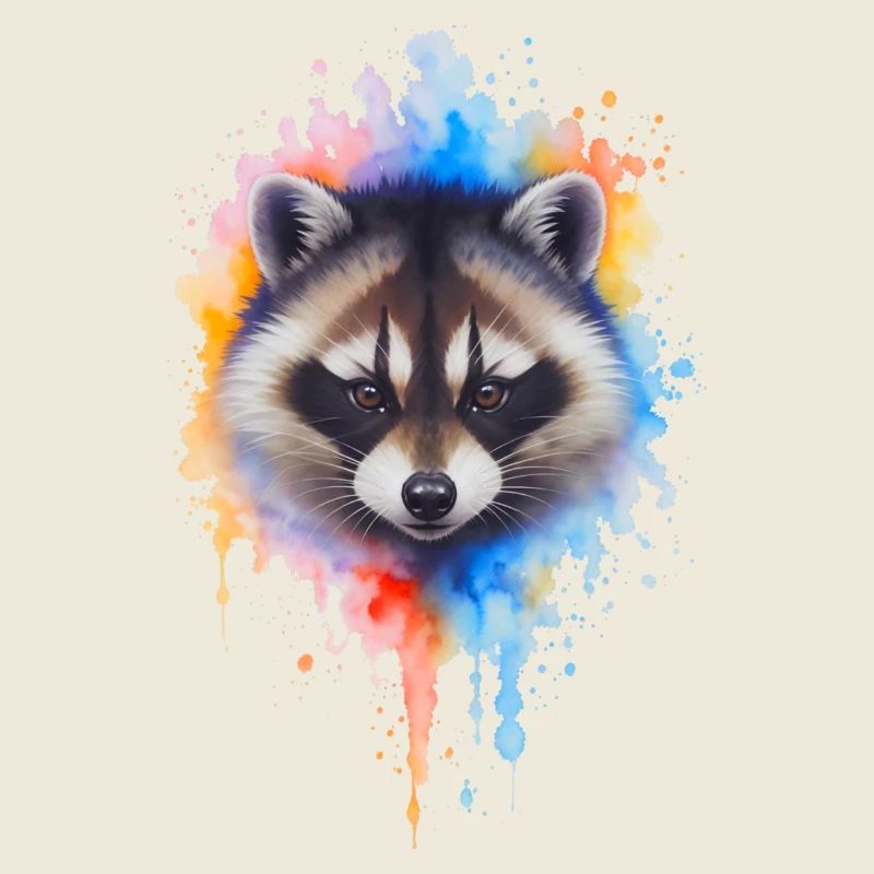 Explosion de couleurs aquarelle de raton laveur