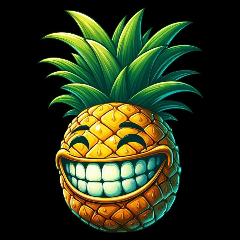 Pineapple Fruit Summer Cartoon Grin Cute Cool