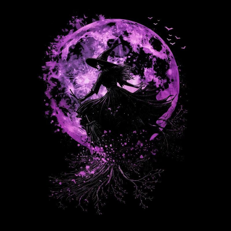 Balai de sorcière Halloween Lune Pourpre