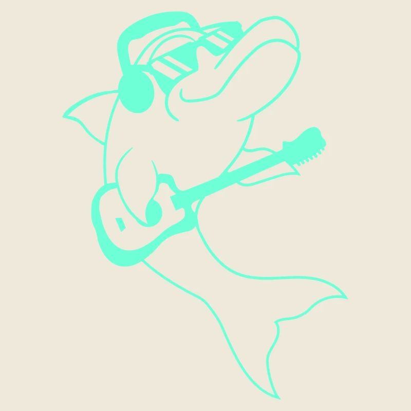 Dolphin Playing Guitar Rock Music Fun