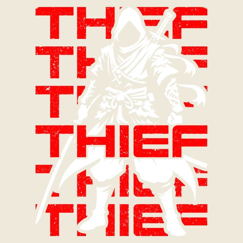 JRPG Thief Character Black, Red, White Stealth