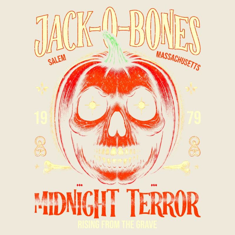 Jack-O-Bones Retro Totenkopf Kürbis Horror
