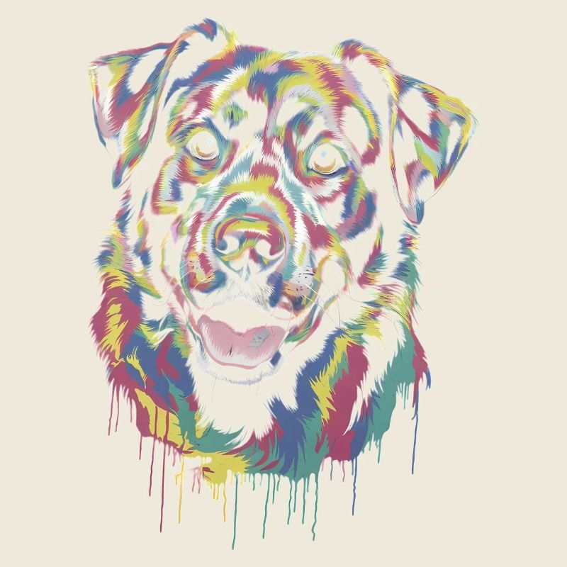 Chien dégoulinant coloré