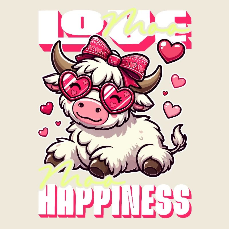 Moo Love, Moo Happiness - Conception de vache mignonne