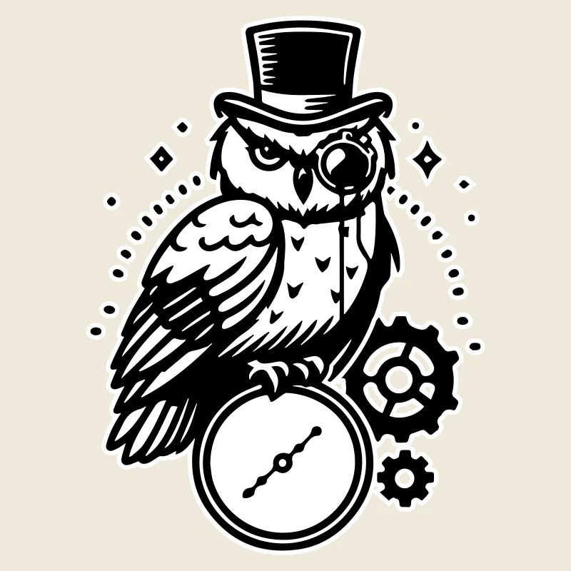Steampunk owl and clock design
