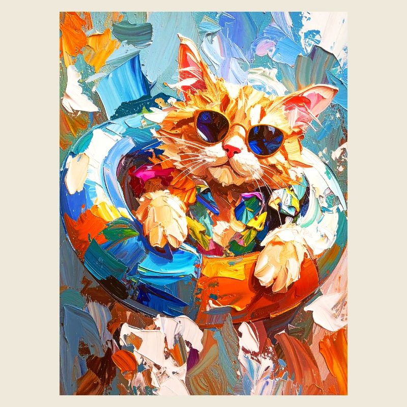 Chat cool dans un anneau de natation coloré