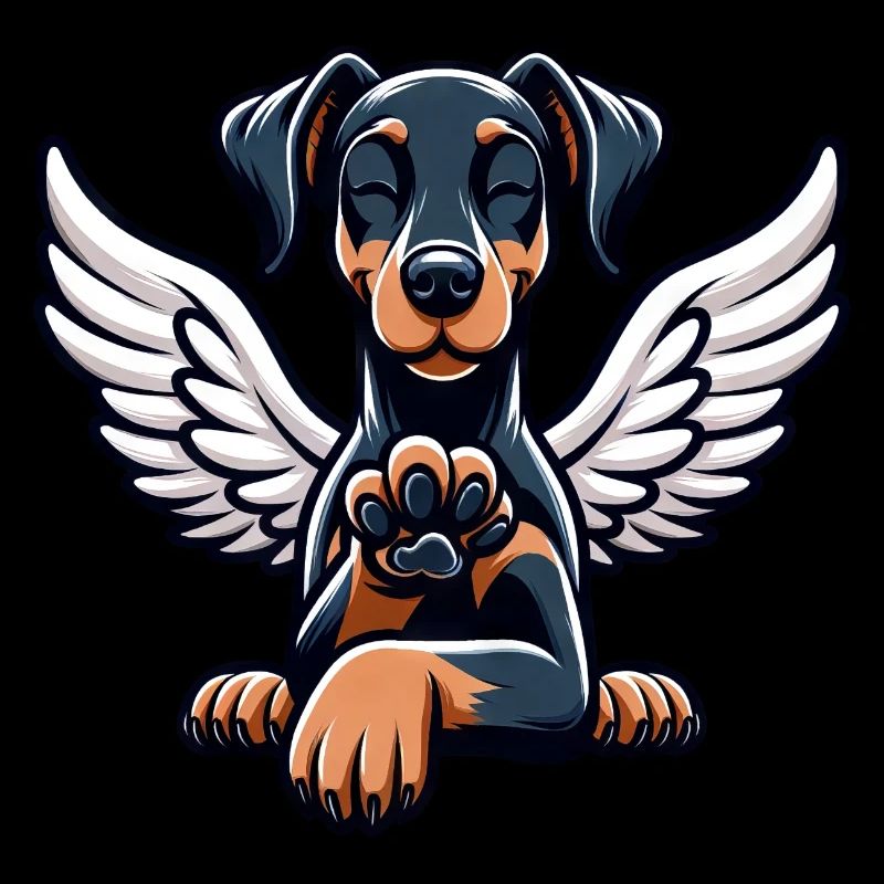 Ange doberman mignon avec des ailes Design