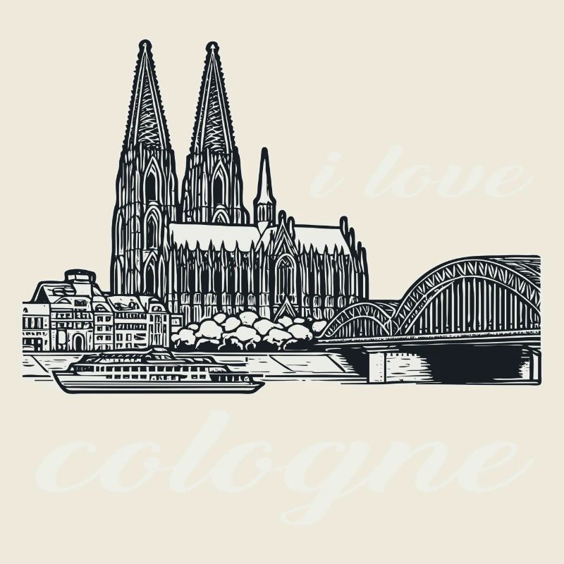 J’adore Cologne Design avec la cathédrale de Cologne et le Rhin