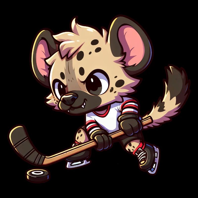 Hyäne als Eishockeyspieler Cartoon