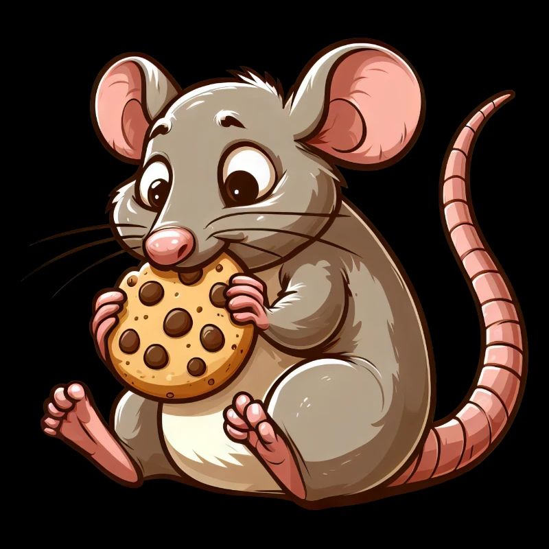 Cute mouse nibbles biscuit