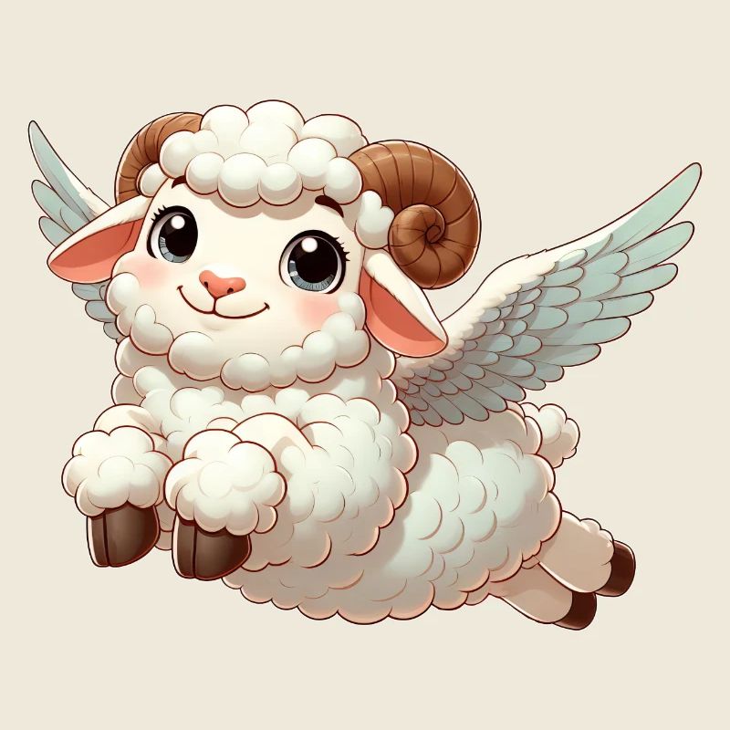 Agneau blanc comme ange avec des ailes