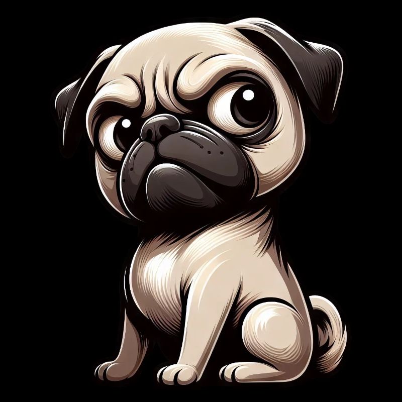 Süßer Cartoon Mops skeptischer Blick