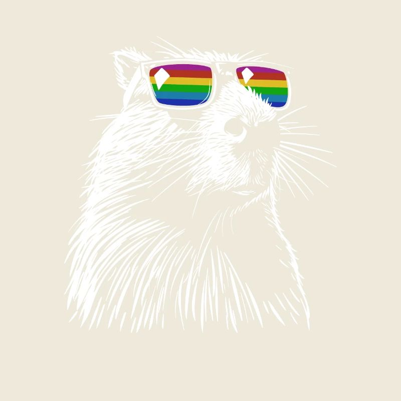 Cool Capybara - Dessin Silhouette Arc-en-ciel