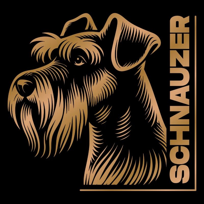 Portrait de Schnauzer dessin tête or