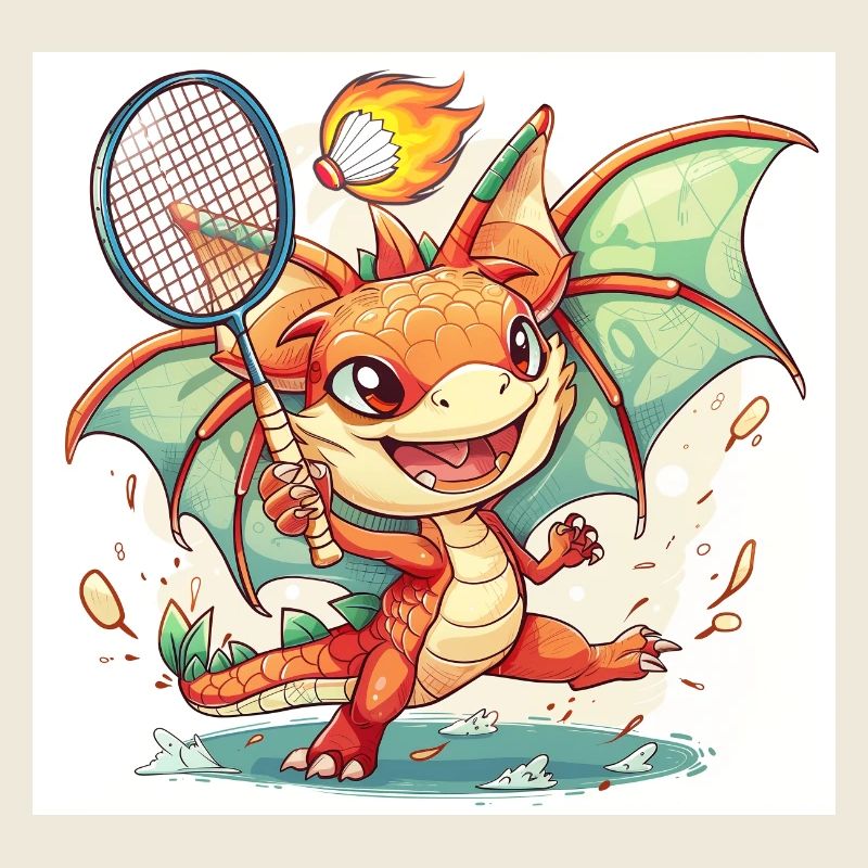 Cute Female Dragon Badminton