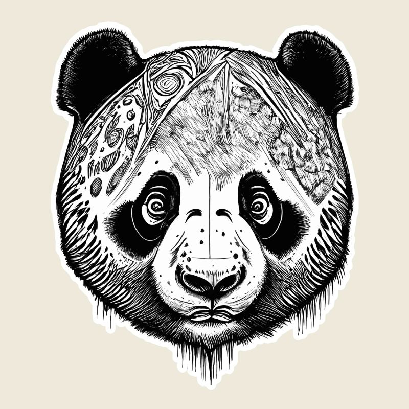 Gravure Panda noir et blanc