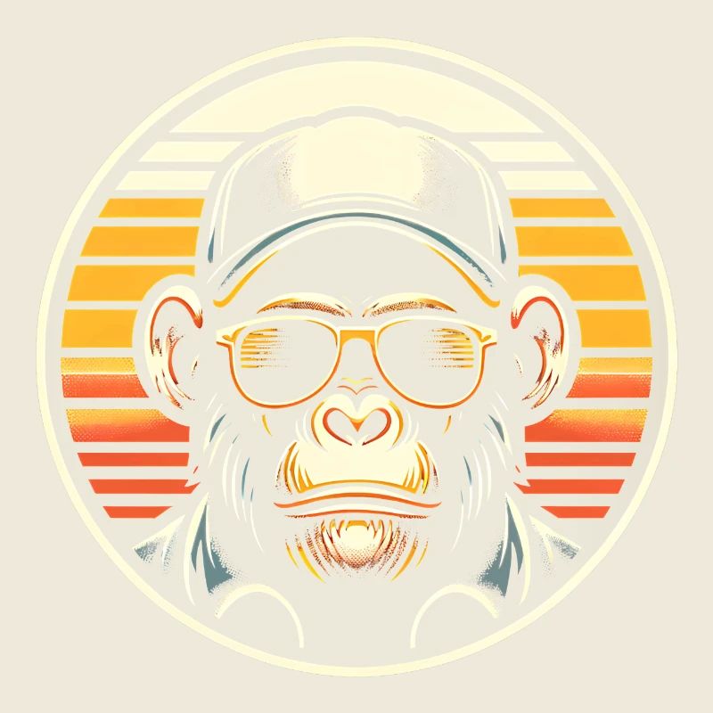 Cooler Schimpanse mit Sonnenbrille und Basecap