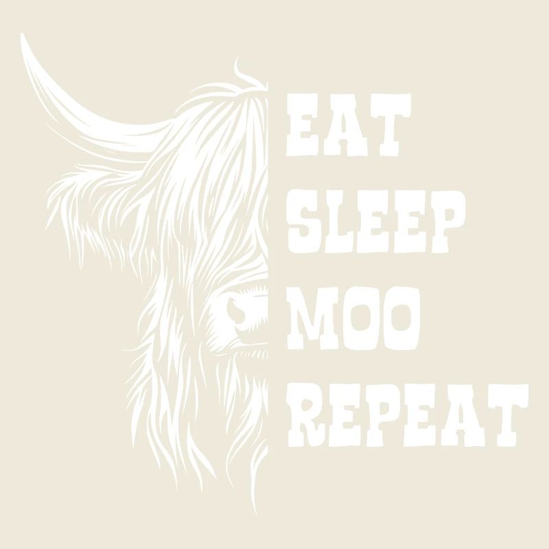 Highland Cattle - Eat Sleep Moo Repeat - Saying