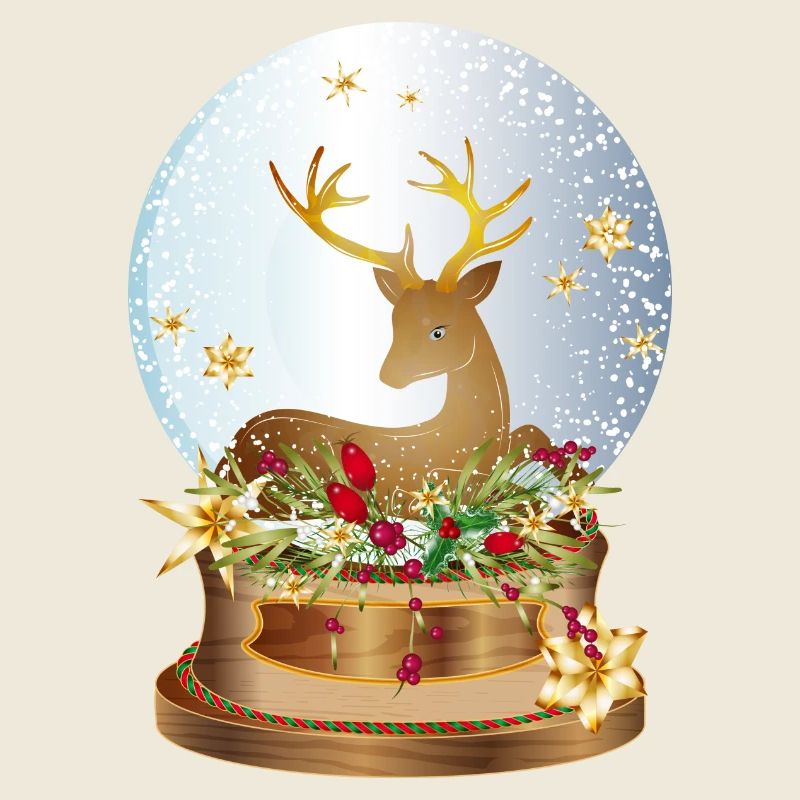 boule à neige nostalgique avec des cerfs pour Noël