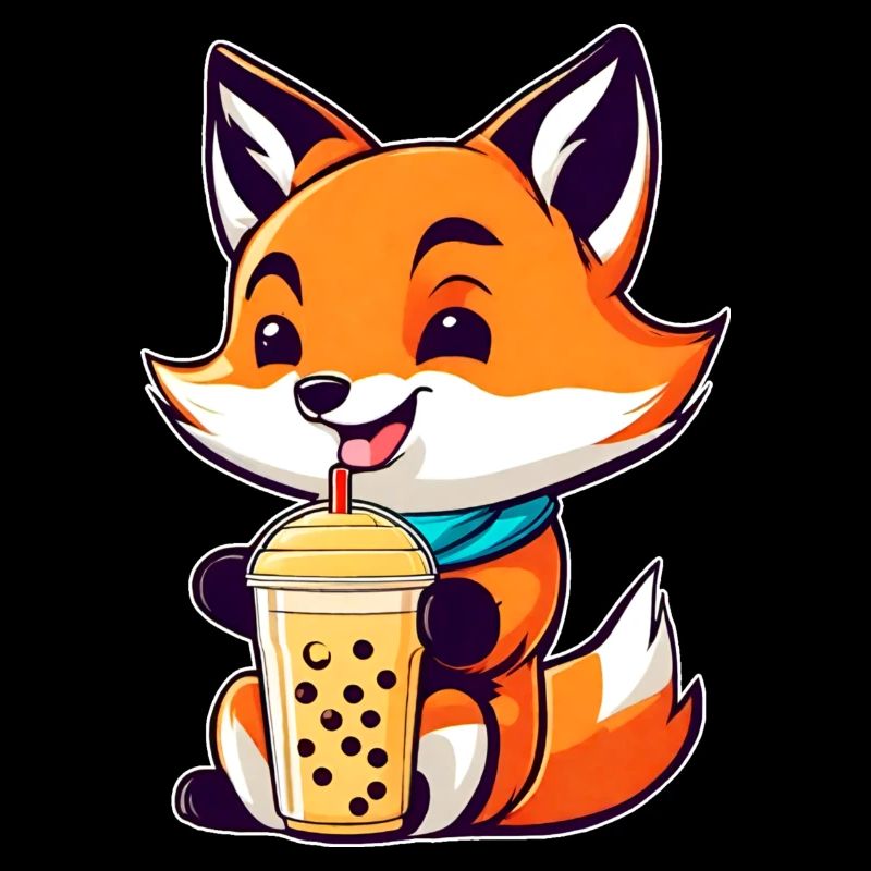 Niedlicher Fuchs mit Bubble Tea