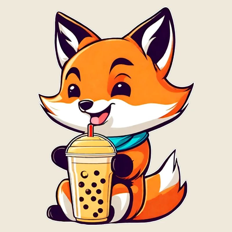 Cute Fox with Bubble Tea