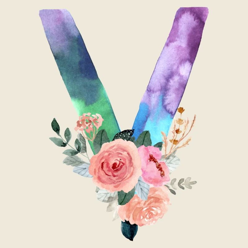 Letter v watercolor