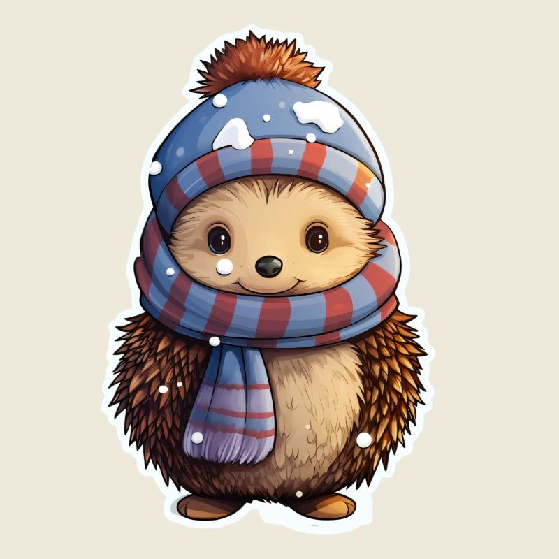 Funny hedgehog in winter