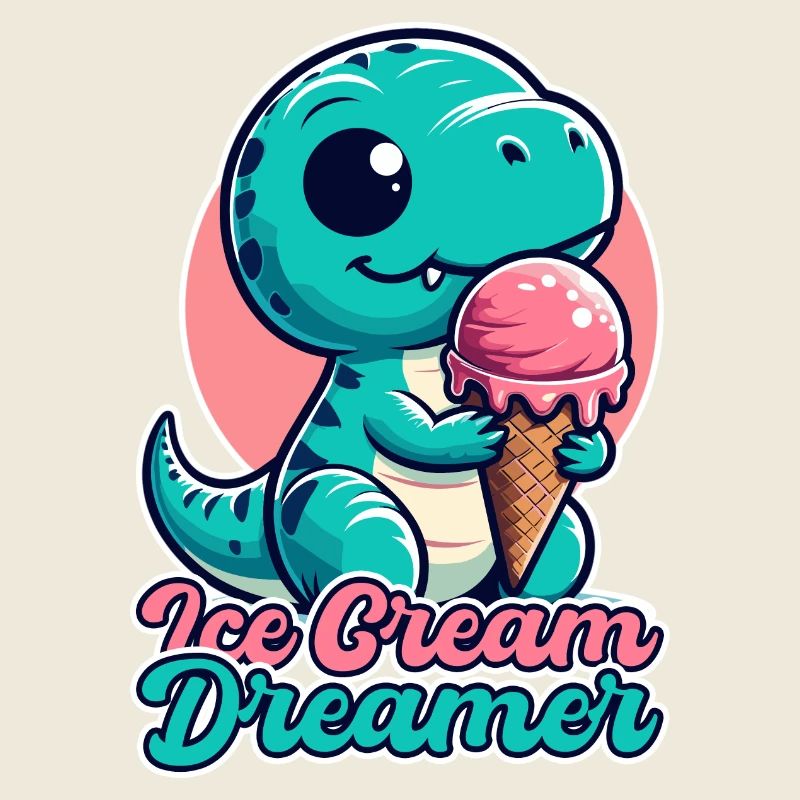 Rêve de crème glacée T-Rex mignon avec cadeau de crème glacée