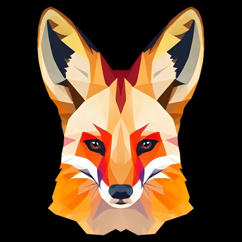 Renard roux serein avec fourrure dorée Low Polygon
