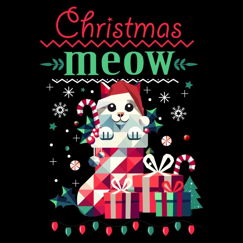 Chat espiègle en bas - Style de Noël laid