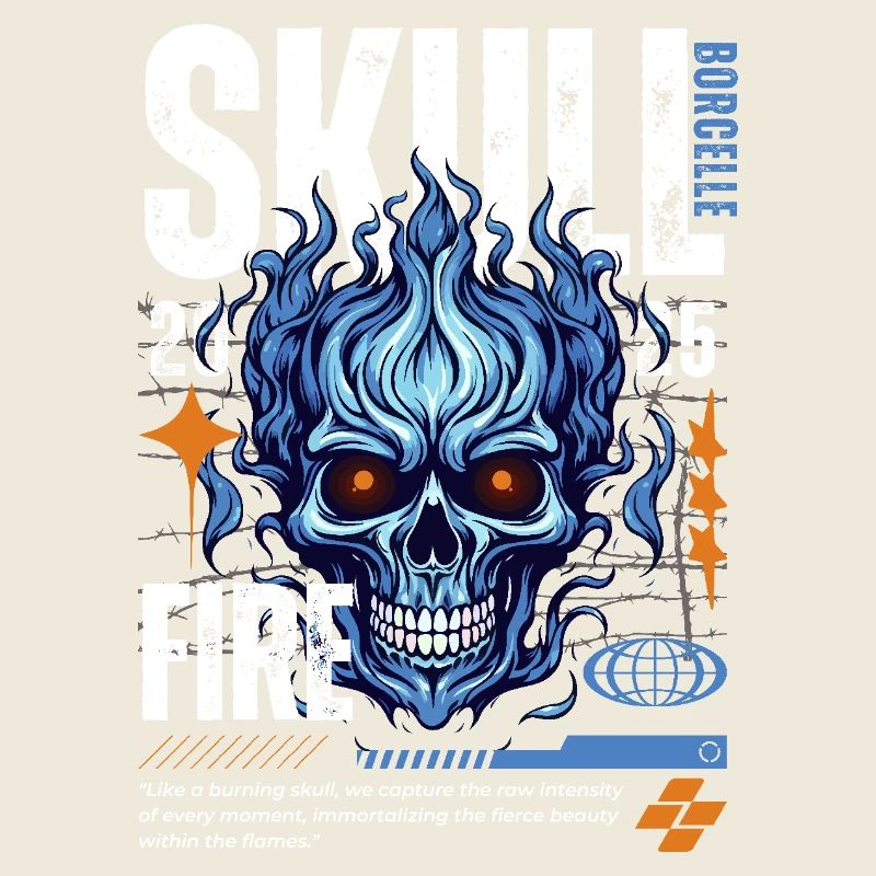 Blue Skull White