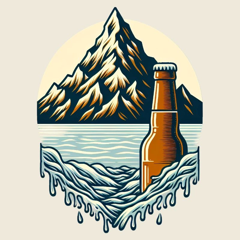 Lac au sommet avec bouteille de bière