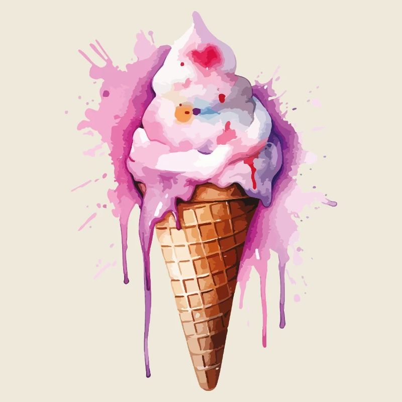Gouttes de crème glacée à l’aquarelle