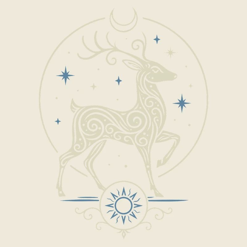 Celtic Yule Deer with Sun and Moon