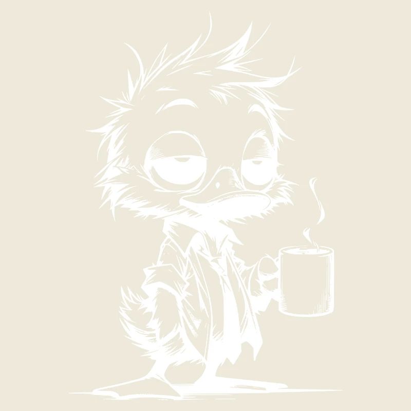 Canard du bureau chaos matinal avec café au bureau