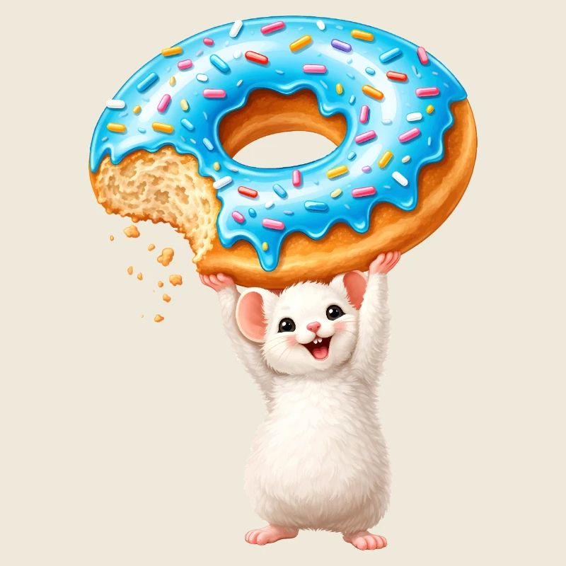 Mouse with Donut – Cute Cartoon Design