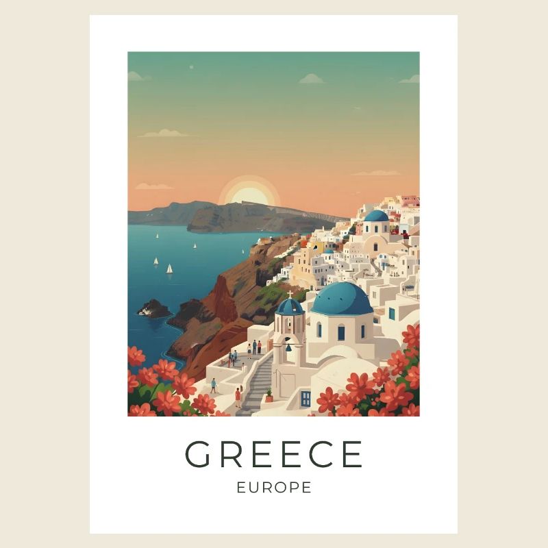 Santorini Sunset Coastal View
