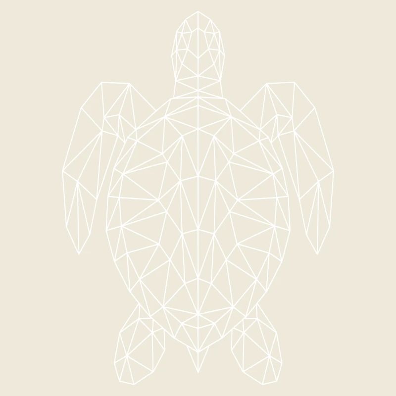 Geometric Sea Turtle White Silhouette