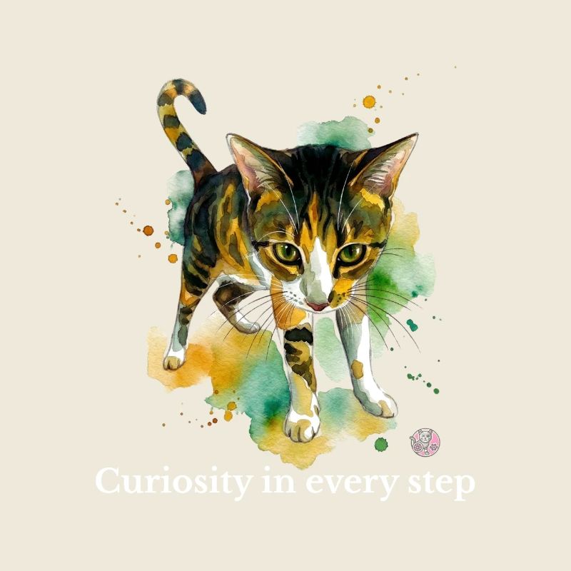Étapes de l’aquarelle de chat curieux