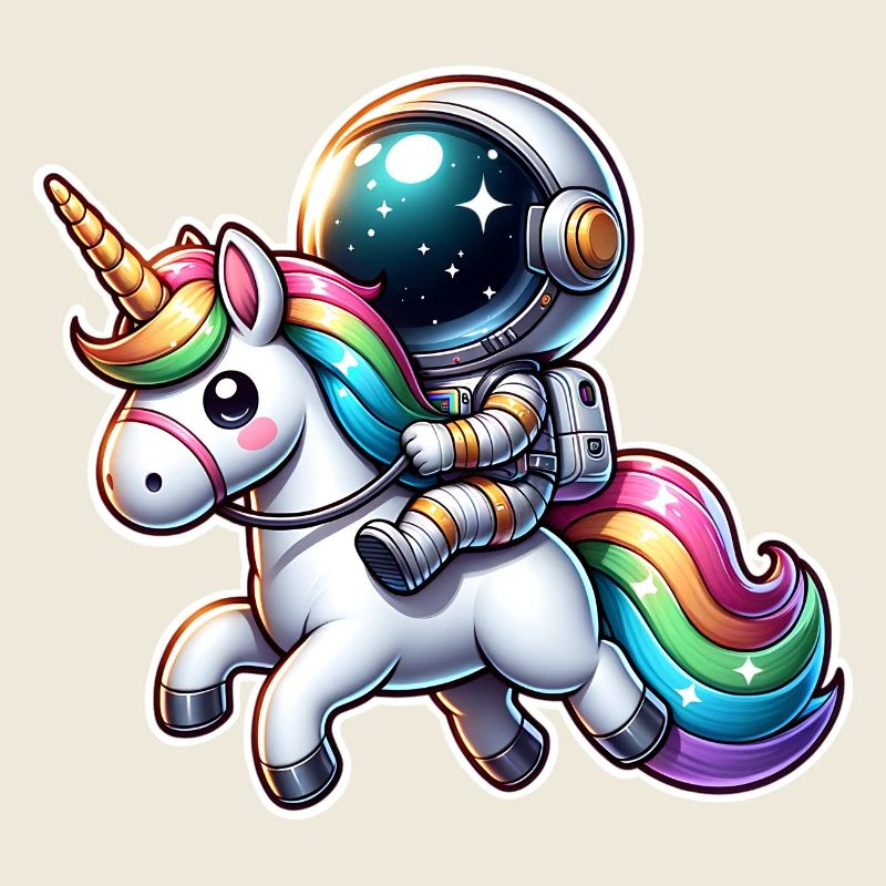 Astronaute chevauchant une licorne