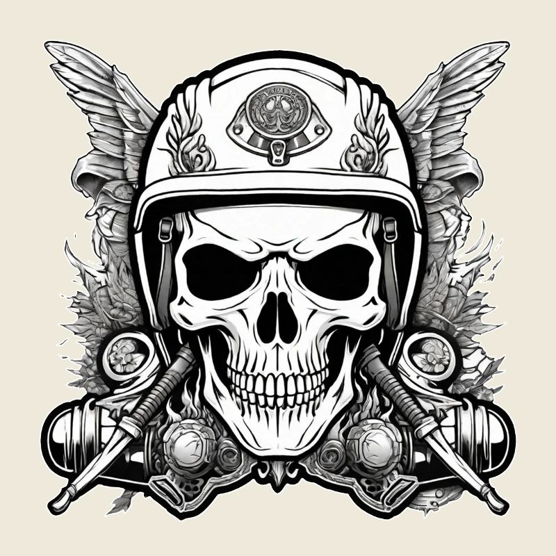 Skull - Skeleton - Skull - Motorcycle Helmet