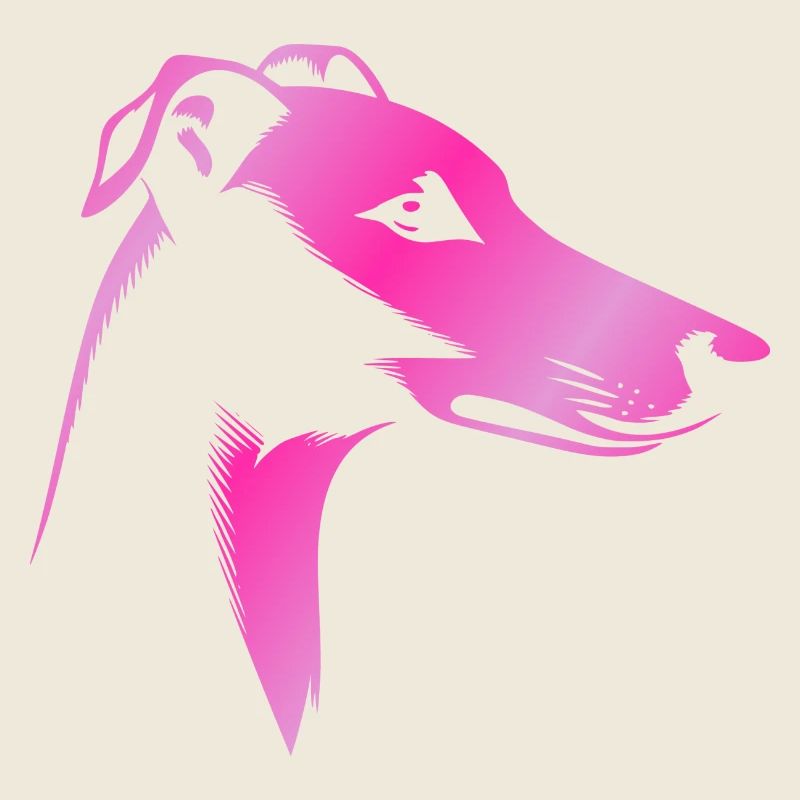 Lévrier lévrier, tête de chien, dessin rose