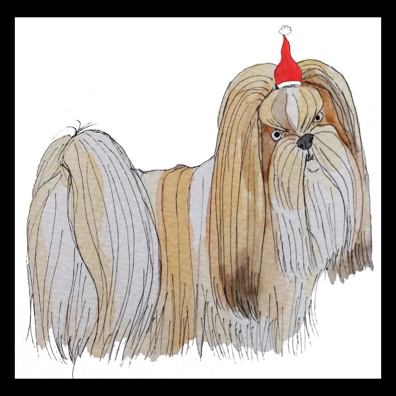 Lhasa Apso Weihnachtsaufkleber