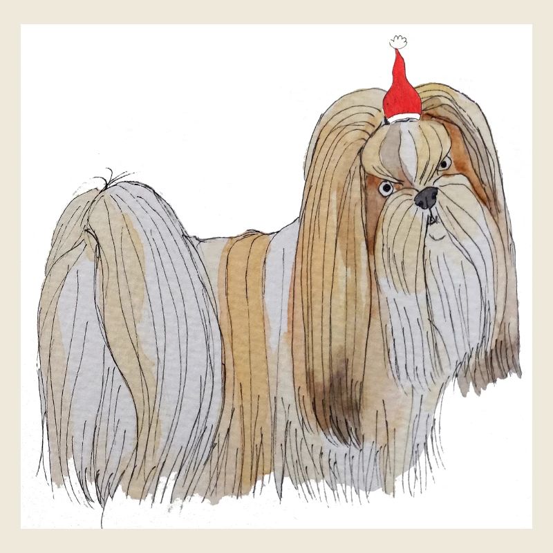 Lhasa Apso Weihnachtsaufkleber